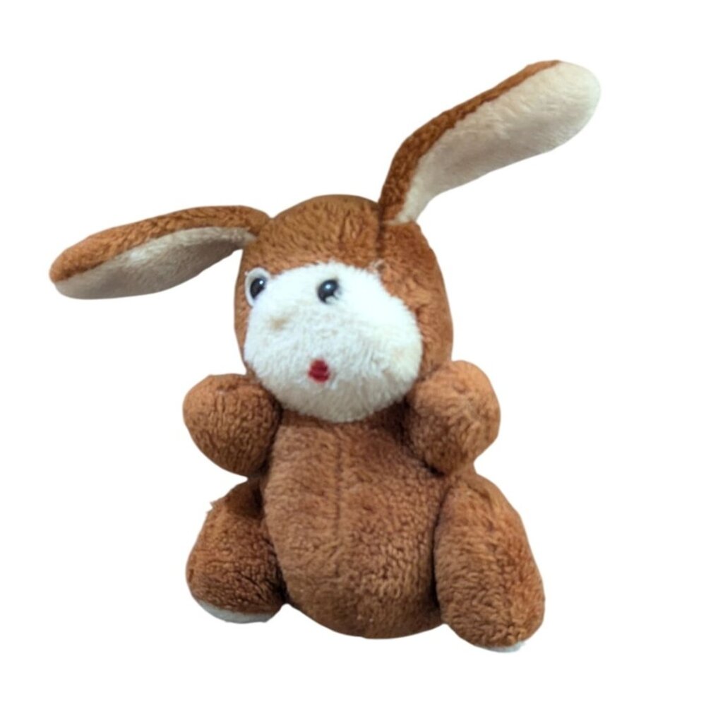 Vintage Brown Plush Bunny Rabbit‎ Stuffed Animal Toy 7" Tall  Missing Eye